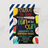 Honkbal Zomer Party Uitnodiging (Voorkant / Achterkant)