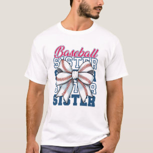 Honkbal Zuster Coquette Bow Grootste Fan Sport Lie T-shirt