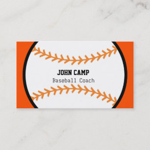 Honkbal zwart & oranje coach sport zakelijke kaart visitekaartje