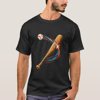 Honkbalbat en Bal Dynamische Swing Grafiek T-shirt