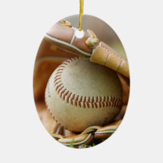 Honkbalhandschoen en bal keramisch ornament