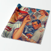 honkbalillustratie cadeaupapier (Uitgerold)