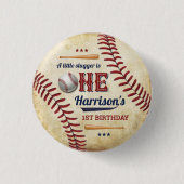  honkbaljongens 1e verjaardag ronde button 3,2 cm (Voorkant)