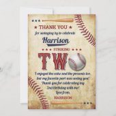  honkbaljongens 2e verjaardag bedankkaart (Voorkant)