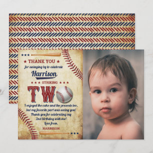  honkbaljongens 2e verjaardag Foto Bedankkaart