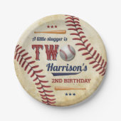  honkbaljongens 2e verjaardag papieren bordje (Voorkant)