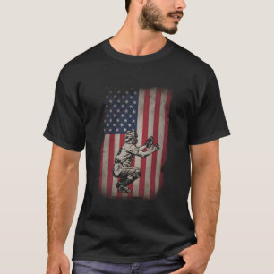 Honkbalkatcher Amerikaanse Vlag Amerika Patriotisc T-shirt