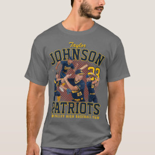 Honkbalkers Aangepaste Foto Retro Bootleg Blauw T-shirt