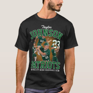 Honkbalkers Aangepaste Foto Retro Bootleg Groen T-shirt