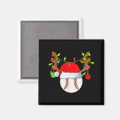 Honkbalkerst rendier kerstman hoed Kerstmis Magneet (Voorkant / Achterkant)