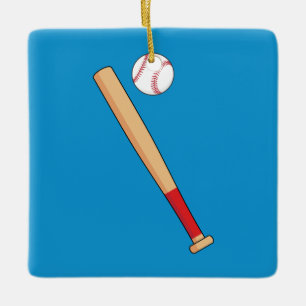 Honkbalknuppel met bal keramisch ornament