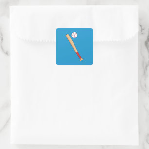Honkbalknuppel met bal vierkante sticker