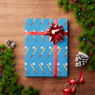 Honkbalknuppel met balpatroon cadeaupapier
