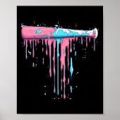 Honkbalknuppel met strooiende druppel voor honkbal poster (Voorkant)