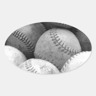  honkballen in zwart-wit ovale sticker