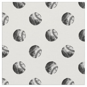  honkballen Pattern Black & White Baseball Stof