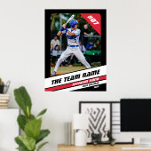 Honkballer Custom Gift Zwart Wit Rood Poster (Thuiskantoor)