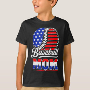 Honkbalmoeder Amerikaanse vlag Moeder Kunstwerk T-shirt