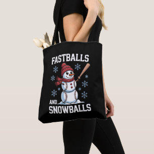 Honkbals En Sneeuwballen Baseball Sneeuwman Kerstm Draagtas