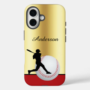 Honkbalsjabloon met naam Elegante Kleuren iPhone 16 Hoesje