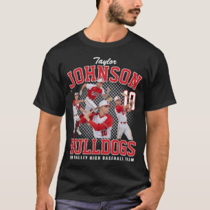 Honkbalspeelster Aangepaste Foto Retro Bootleg Roo T-shirt