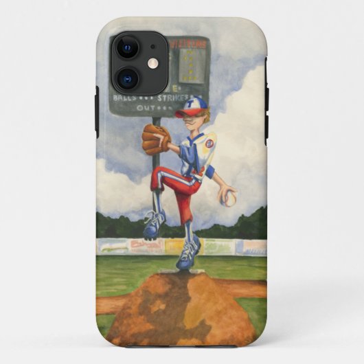 Honkbalspeelster op de heuvel van Jay Throckmorton Case-Mate iPhone Case (Achterkant)