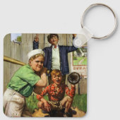  honkbalspel, Kinderen Jongens Sportspeler Sleutelhanger (Achterkant)