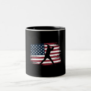 Honkbalspeler Amerikaanse Vlag VS Camo Patriottisc Tweekleurige Koffiemok