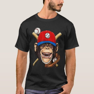 Honkbalspeler Apengezicht Werper Vanger Honkbal T-shirt