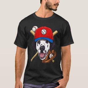 Honkbalspeler coach Dalmatische hond werper kat T-shirt