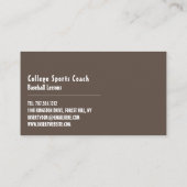  honkbalspeler, coach Visitekaartje (Achterkant)