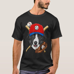 Honkbalspeler coaches Border Collie hond werper T-shirt