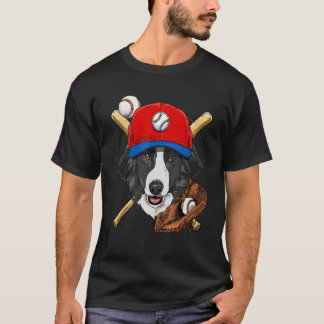 Honkbalspeler coaches Border Collie hond werper  T-shirt