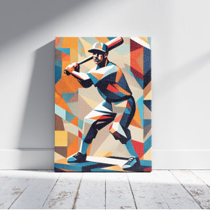 Honkbalspeler kubisme canvas Print