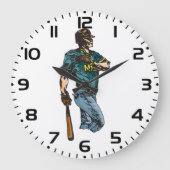  honkbalspeler retro sportkunstwerk grote klok (Voorkant)