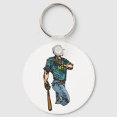  honkbalspeler retro sportkunstwerk sleutelhanger (Achterkant)