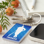 Honkbalspeler; Royal Blue Stripes Sleutelhanger (Voorkant Rechts)