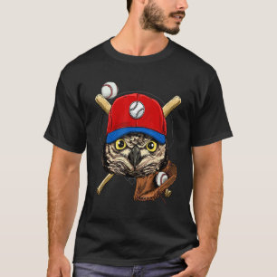 Honkbalspeler Uil Vogel Werper Vanger Honkbal  T-shirt