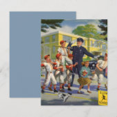  honkbalspelers en politie Crossing Guard Kaart (Voorkant / Achterkant)