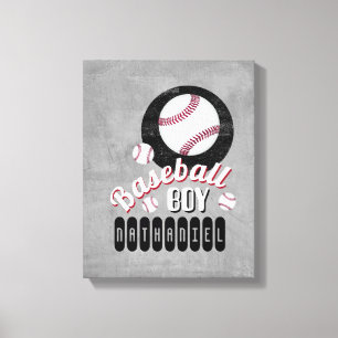 honkbalsport citaat voegt jouw naam grijs toe canvas afdruk