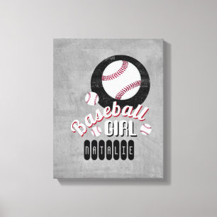 honkbalsport citeer jouw naam gray ca canvas afdruk