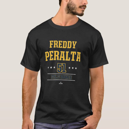 Honkbalster Freddy Peralta Milwaukee MLBPA T-shirt (Voorkant)