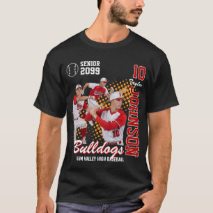 Honkbalteam aangepaste foto seniorenavond rood t-shirt