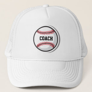 Honkbalteam COACH Wit Rood Zwart Trucker Pet