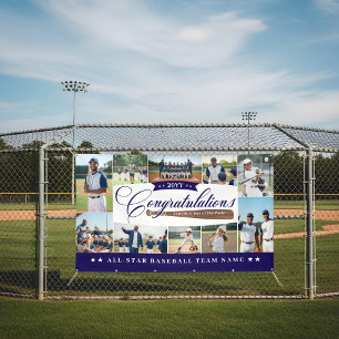 Honkbalteam Seizoen Felicitaties Foto Collage Spandoek