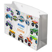Honkbeep vroom monster vrachtwagens verjaardagscom groot cadeauzakje (Achterkant Gekanteld)