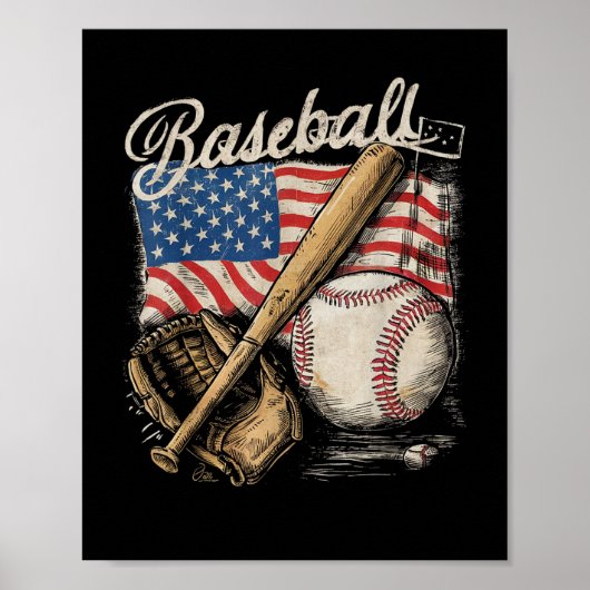 Honkdevlag honkbalspeler knuppel fan catcher poster (Voorkant)
