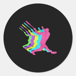 Honkslag honkbal 80s kleuren ronde sticker