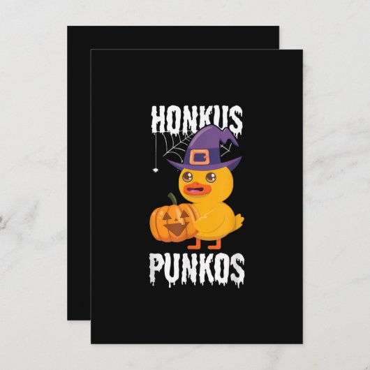 Honkus Ponkus Grappige Eend Halloween Heks Ontwerp Kaart (Voorkant / Achterkant)