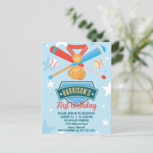 Honky Tonk Debutant Baseball 1e Verjaardag Briefkaart